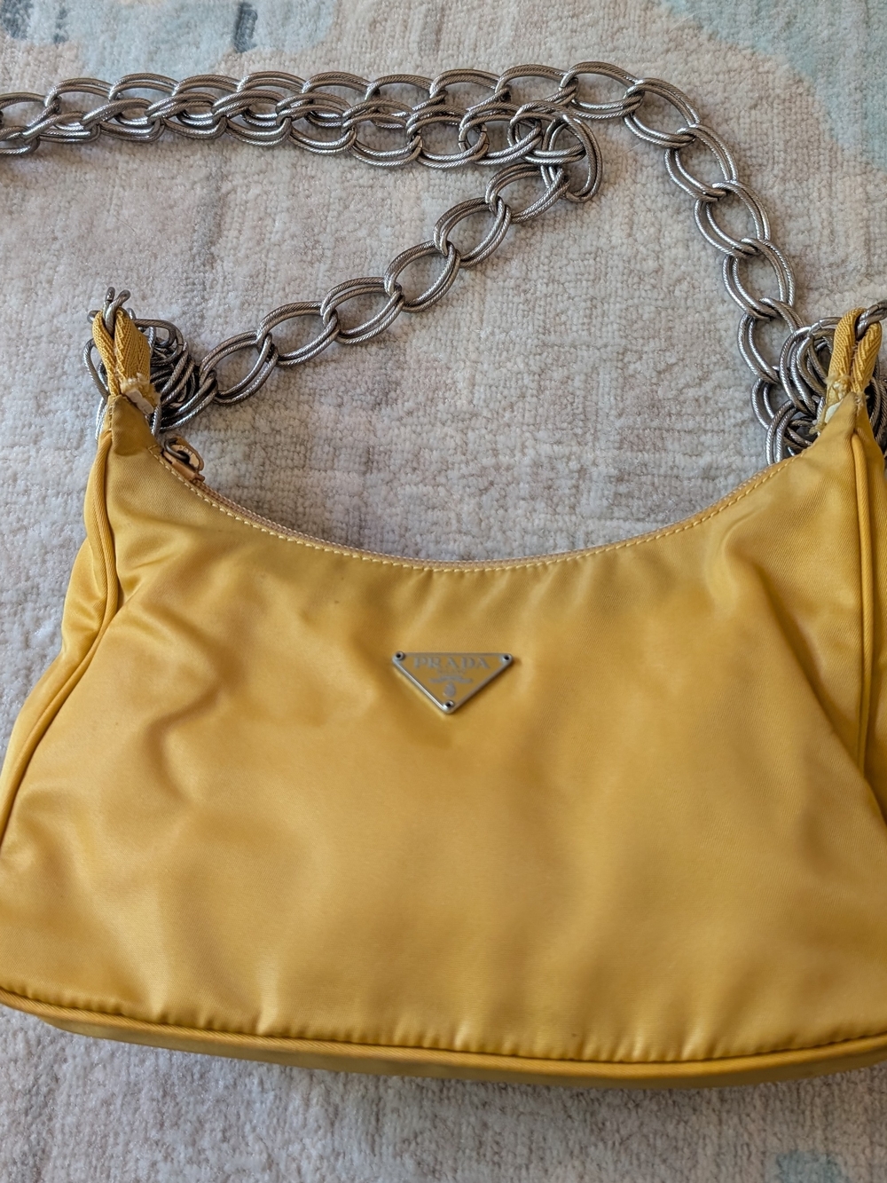 Prada Yellow Nylon Mini Shoulder Bag – Zip Top – Made in Italy
